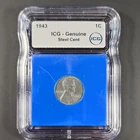 1943 Steel Lincoln Wheat Small Cent ICG Genuine Business Strike Cert#37963701164