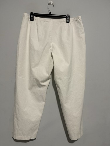 Eileen Fisher Pull-on Elastic Waist Pants Size XL Side Zipper Cropped White - Picture 4 of 4