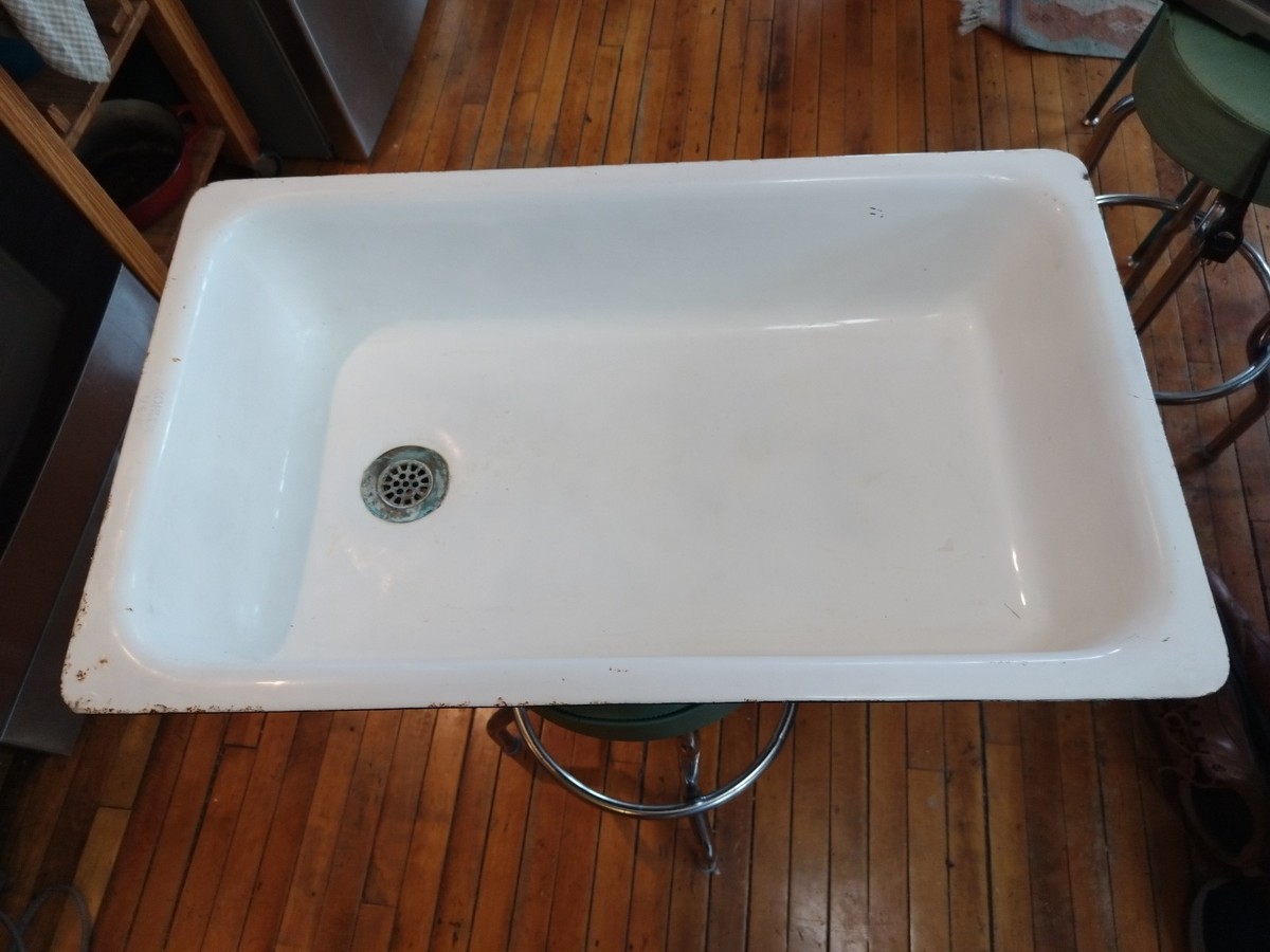 Antique Cast Iron Porcelain Sink