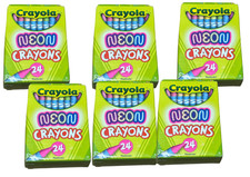 6 PACK Crayola Neon Crayons 24 Count Bright Fluorescent Colors Kids Art Set New