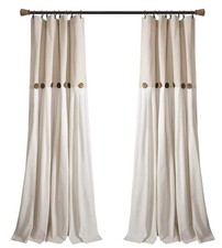 Linen Button Window Curtain Panel, Single, 40" W x 84" L, Linen- Country Curt...