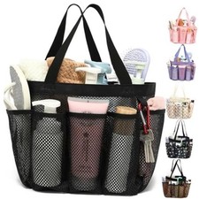 Mesh Shower Caddy Portable for College Dorm Room Multiple Pockets - Black