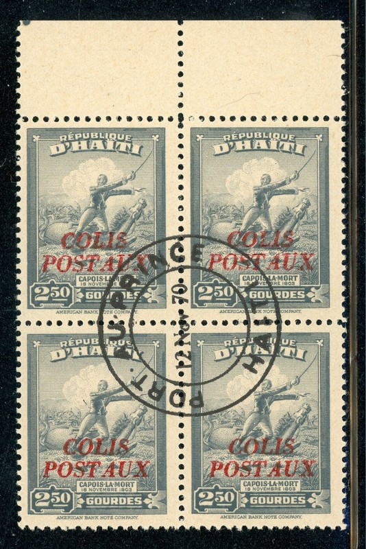 HAITI Used Selections: Scott #Q4 2.50G Gray Block of 4 PARCEL POST CV$9+