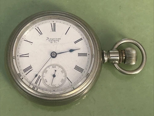 American Waltham Antique Non Running Sidewinder Pocket Watch Parts Or Restore