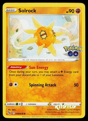 Solrock 039/078 Pokemon GO Pokemon NM