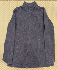 Ibex New Zealand Merino Wool FZ Long Jacket Navy Women's Size Medium Made in USA