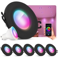 6X Beda Spot Schwarz Rund IP65 Mit Led 5W GU10 Wlan Rgb Strahler Dimmbar Lampe