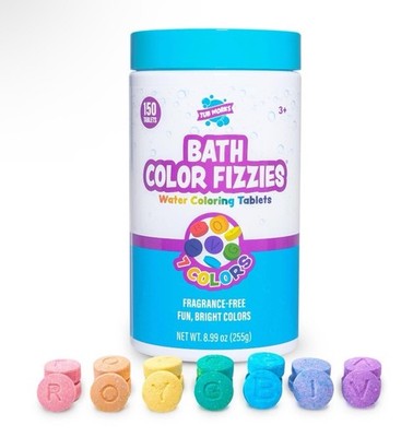 Bath Color Fizzies, 150 Count | Nontoxic & Fragrance-Free | Fizzy, Bath Color