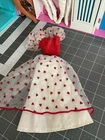 Vintage 1983 Loving You Barbie Doll Valentine Dress with Red Hearts #7072