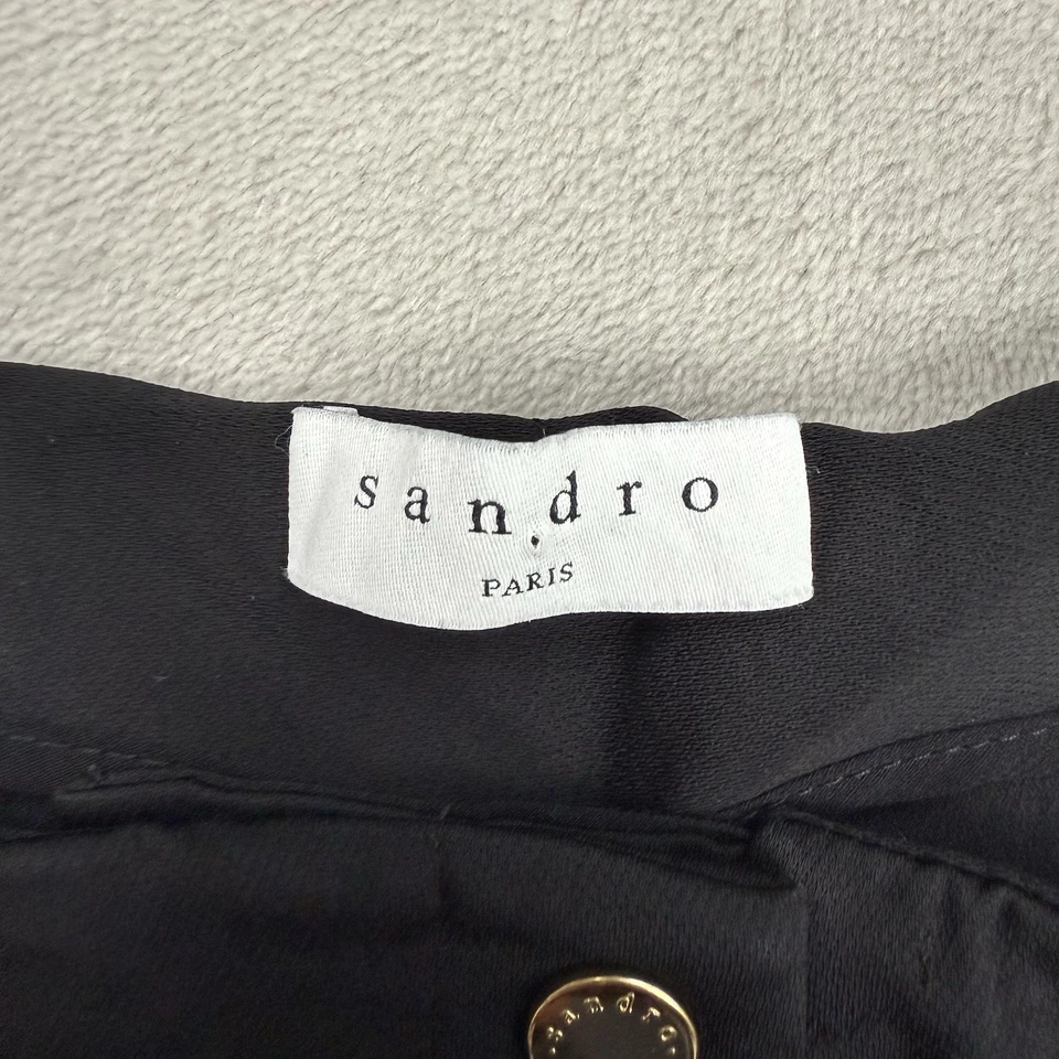 Pantalones de vestir Sandro Paris con volantes negros cintura alta talla 36x26 Foto 4 de 4
