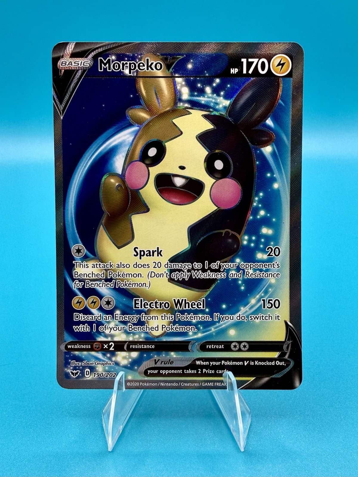 Pokemon TCG 2020 Morpeko V 190/202 Full Art Ultra Rare Holo Sword & Shield NM