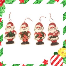 4 Bucilla Felt Sequin Stuffed Santas Surprises Jeweled Christmas Ornaments 4"