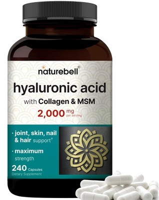 Hyaluronic Acid 2000mg + Collagen & MSM   Skin, Joints, Hair & Eye Support 240ct