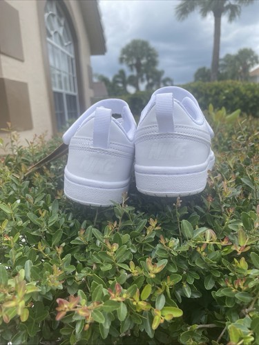 Nike Court Borough Low Recraft Boys Size 1Y Triple White Athletic Shoes Sneakers - Picture 3 of 9