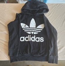 Sudadera con Capucha adidas Trifoil Logo Negra, Vintage, Talla L