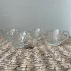4 Vtg Anchor Hocking Grape & Leaf Clear Glass Punch Cups Set Of 4 2” Inch Tall