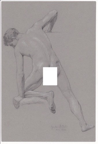 Egon Schiele Drawing Nude Male Gay Portrait Sketch Expressionism Austrian Boy - Picture 2 of 7