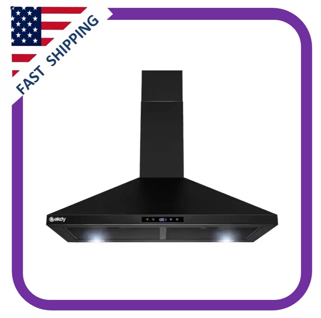 AKDY 30 in. Convertible Black Painted Stainless Steel Wall Mount Range Hood