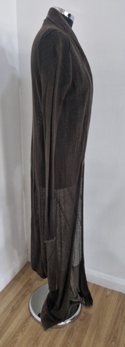 Allsaints braune Maxi Strickjacke Gr. 12 dünner Strick offen Fitch Leinenmischung distressed - Bild 2 von 10