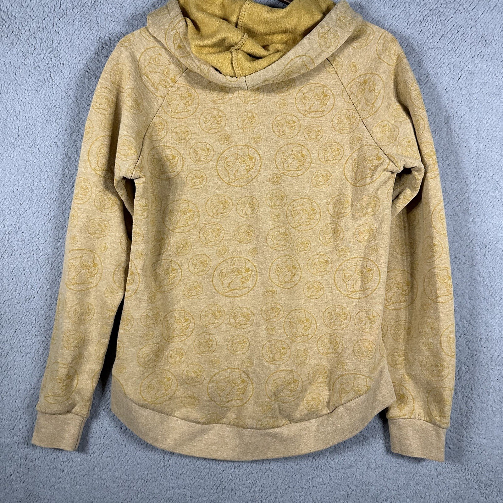 Buc-ees Beaver Lightweight Pullover Hoodie Shadow Logo Print Gold Size M