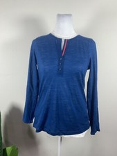 Whyci Milano Womens Blue Long Sleeve Tee, Size 40