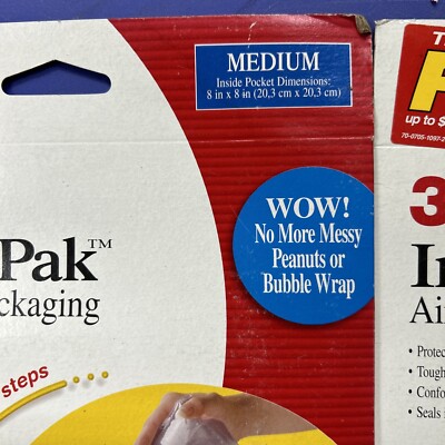 2-Pack 3M INFLATA-PAK Air Cushion Packaging Pocket Shipping