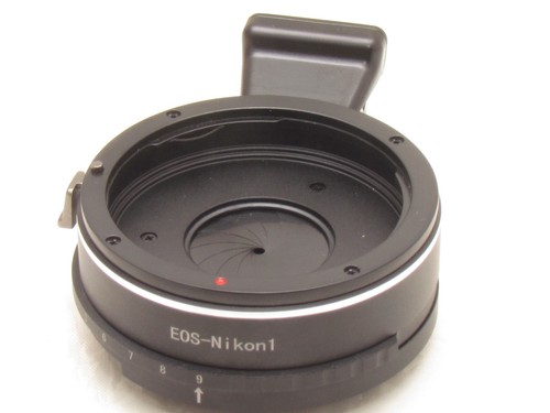 Canon EOS- Nikon 1 N1 Adapter Built in Aperture EF EF-S Mount Lens Camera J4 V5 - Picture 12 of 12