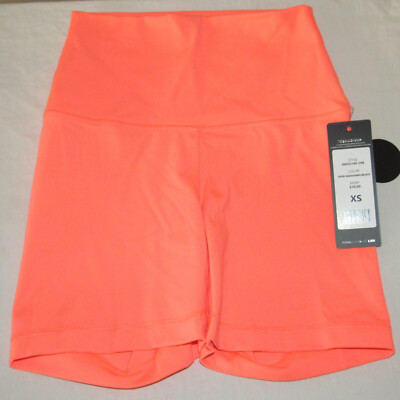 NWT Yogalicious Lux High Rise 5'' Inseam Vivid Mandarin Neon Shorts sz XS