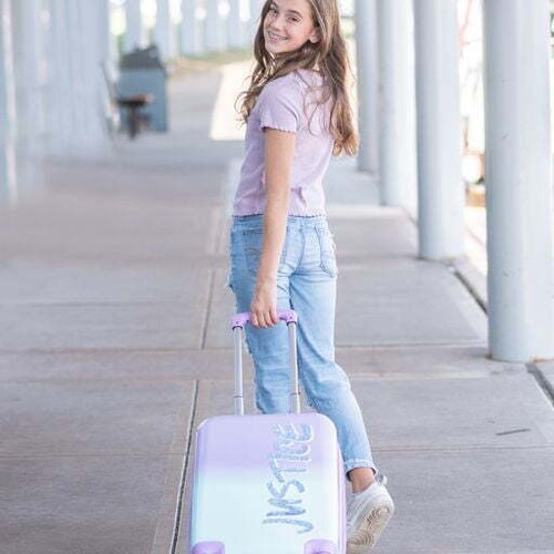 Justice Girl's 22" Hard Shell Carry-On Luggage in a Pastel Print - Picture 5 of 5