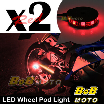 2x Red 360 Degree Cycle Rim Wheel SMD LED Pod Light For Kawasaki ...