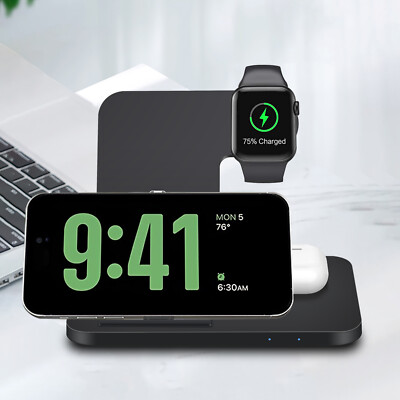 15W Foldable Wireless Charger 3in1 Stand For Apple AirPod Watch Ultra2 iPhone 15