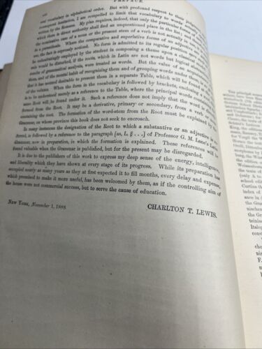 A Latin Dictionary For Schools 1888 Charlton Lewis Inscribed George Martin Lane - Picture 13 of 17