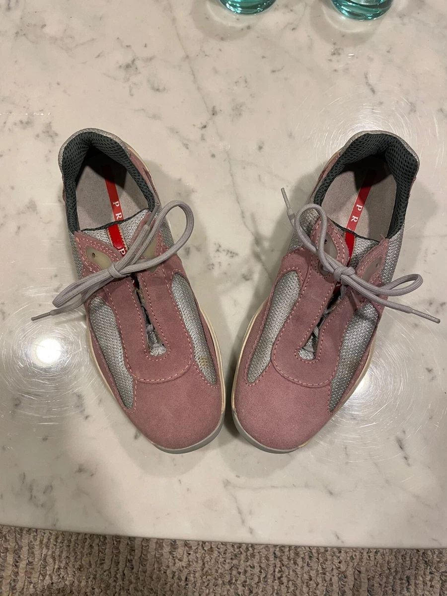 New Women s Vintage PRADA World Cup Sneakers Pink Suede Size EU 37