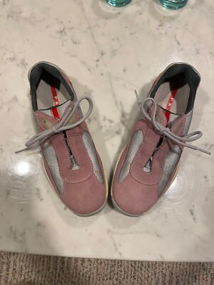 New Women's Vintage PRADA World Cup Sneakers Pink Suede Size EU 37