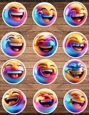 Holographic Emoji Die Cut Vinyl Stickers Set Scrapbooking Laptop Waterbottle