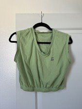 Matching Lounge Set Womens Ribbed 2 Piece Knit Pants Tank E Size Medium M Crop