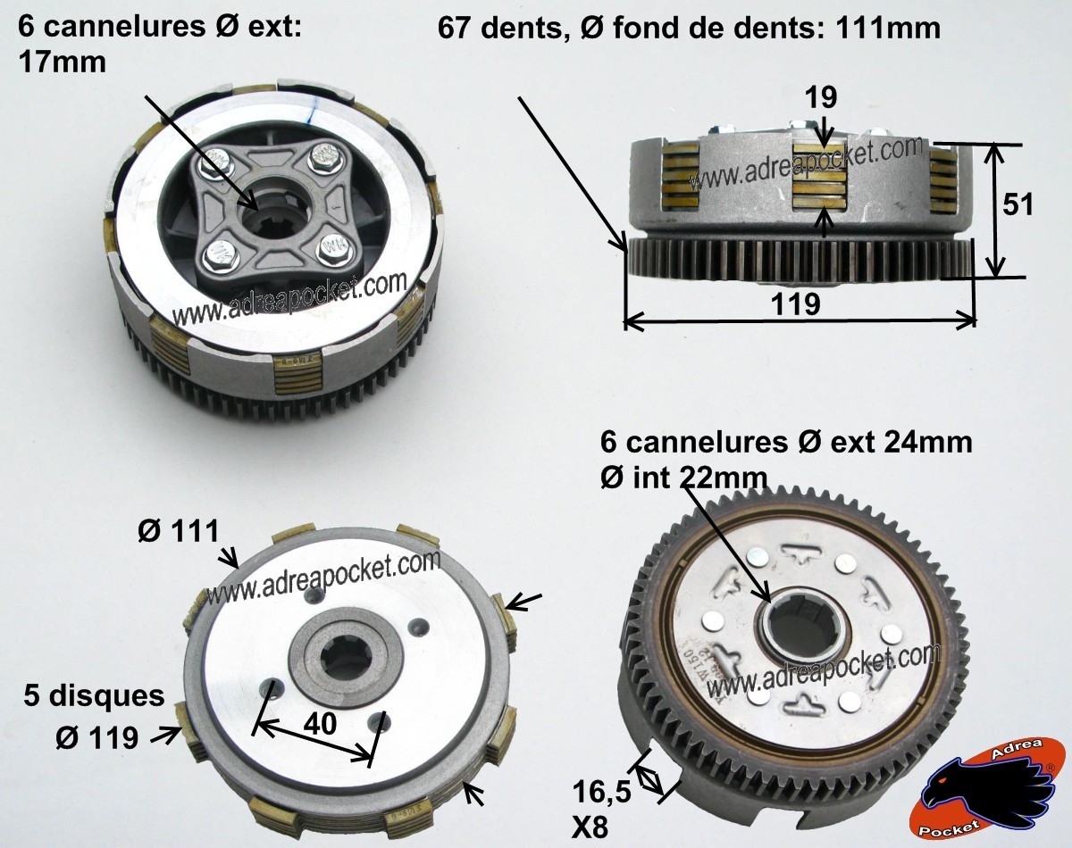 Embrayage Lifan 140 150 cc start in gear anti patinage pour pit bike de cross