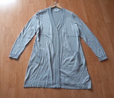 Wallis Silver Grey Marl Cotton Blend Longline Open Front Cardigan