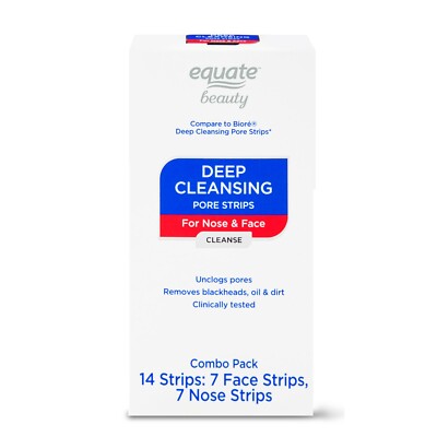 Equate Beauty Deep Cleansing Pore Strips for Nose & Face Combo Pack, 14 Count