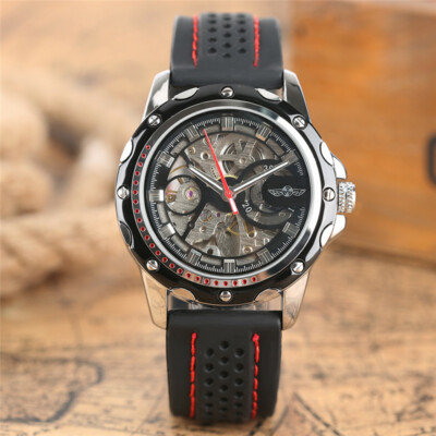 WINNER Rubber Band Men Automatic Mechanical Wrist Watch