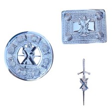Men's Scottish St Andrew Chrome Kilt Pin, Brooch, Buckle