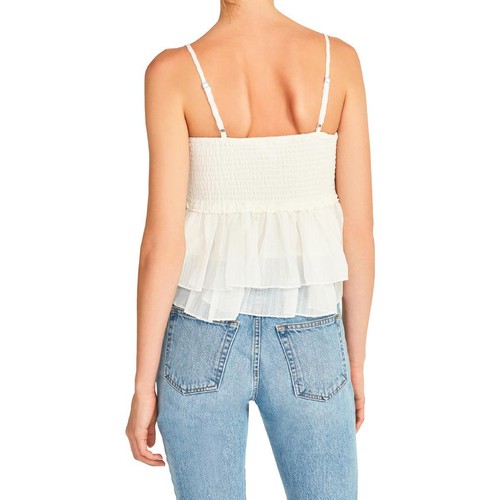 BB Dakota by Steve Madden Womens Smock Signals White Tank Top Shirt XS BHFO 5521 - 第 3/3 張圖片