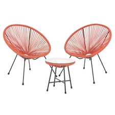SVITA BALI Balkon Möbel Set Lounge Garnitur Relax Egg-Chair Flechtdesign Orange