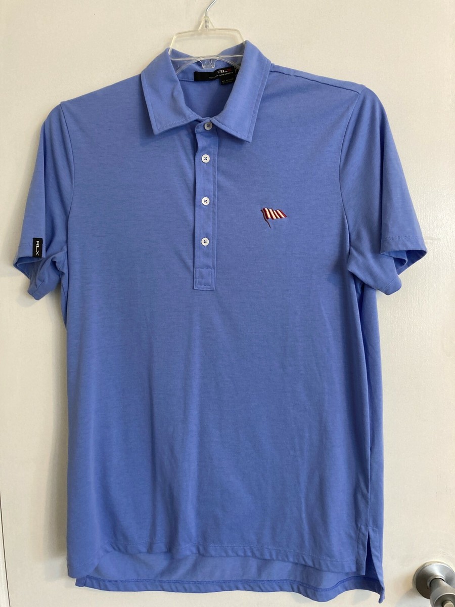 Ralph Lauren RLX Men's Shirt M Blue Golf Polo Embroidered Flag