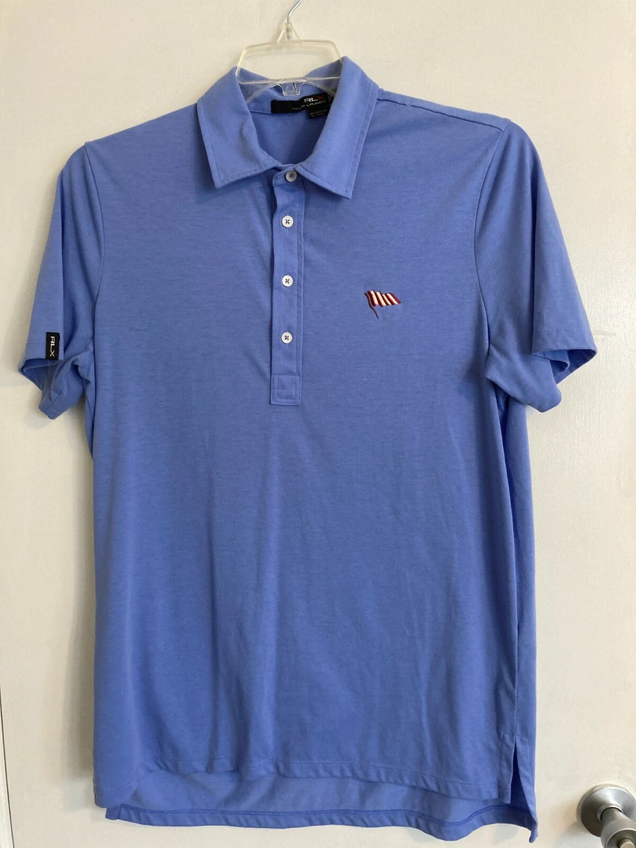 RLX Ralph Lauren Men s Shirt M Golf Polo Embroidered Flag Logo Collared T1
