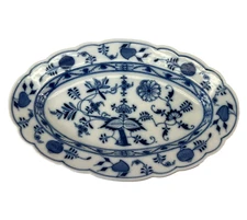 Antique Cölln-Meissen Blue Onion 13 3/4" Oval Meat Serving Platter Teichert Mark