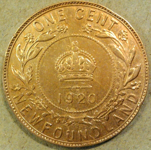 Photo of a 1920 Newfoundland Large Cent from an eBay listing that sold on May 1, 2026