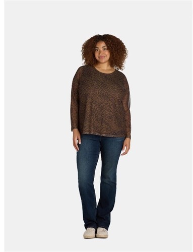 Terra & Sky Womens Size 4X Scoop Neck Mesh Top Leopard Brown NWT - Picture 5 of 15