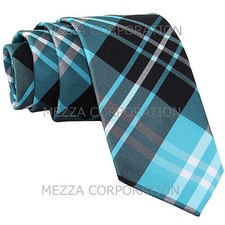 New Men's Vesuvio Napoli plaid 2.5" skinny Neck Tie Necktie only Party Turquoise