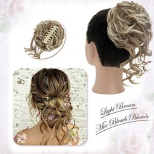 Clip natural en moño desordenado pieza de cabello extensión garra de cabello clip boda updo